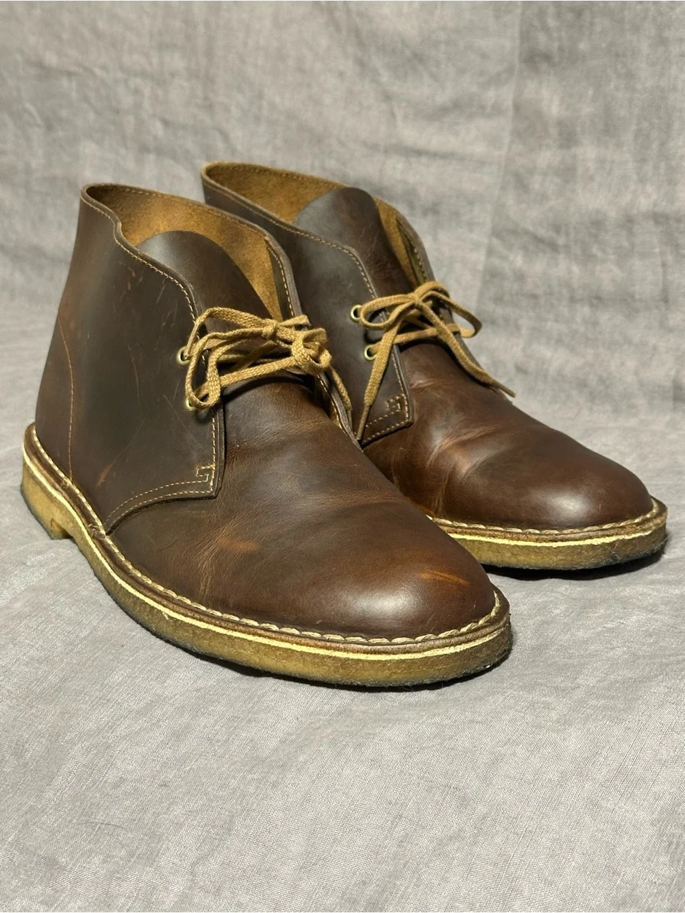 Clarks Brown Leather Chukka Boots with Crepe Sole
